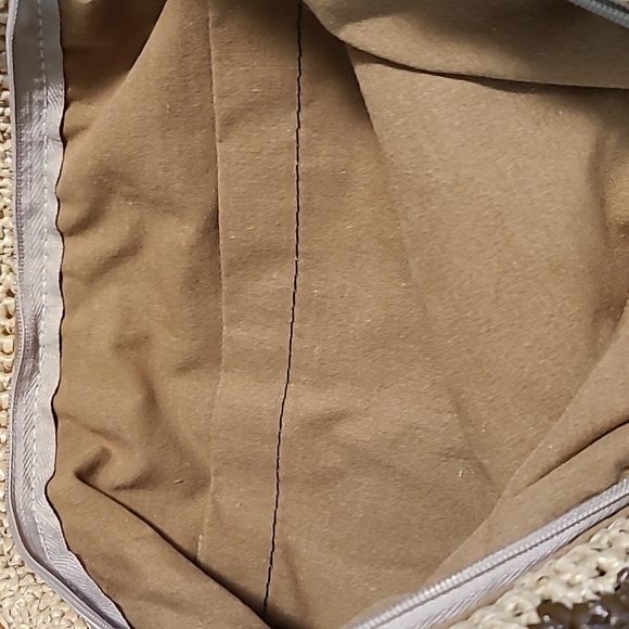 Handcrafted hand woven rafia summer purse /bag brown/cream good size zip closure - Picture 7 of 7